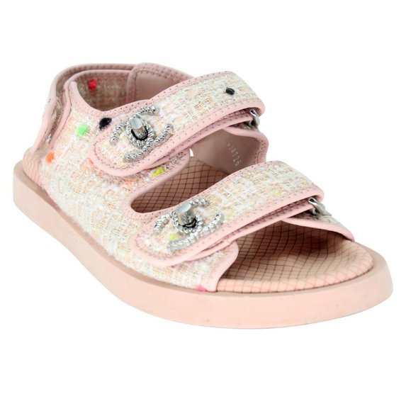 Chanel Quilted 35 Tweed Fabric Cc Dad Sandals CC-1109P-0017 - Picture 7 of 11